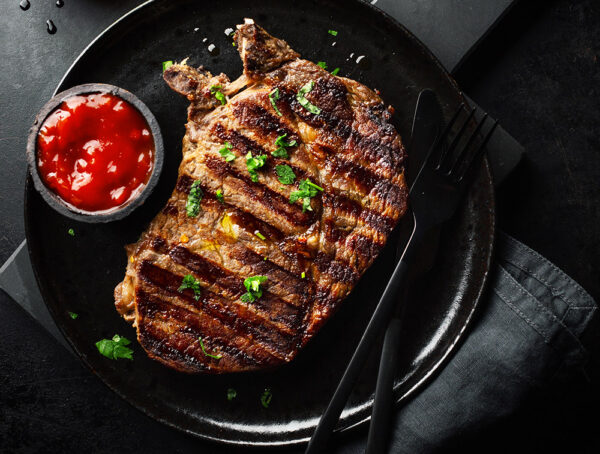 Awesome raw marbled meat steak